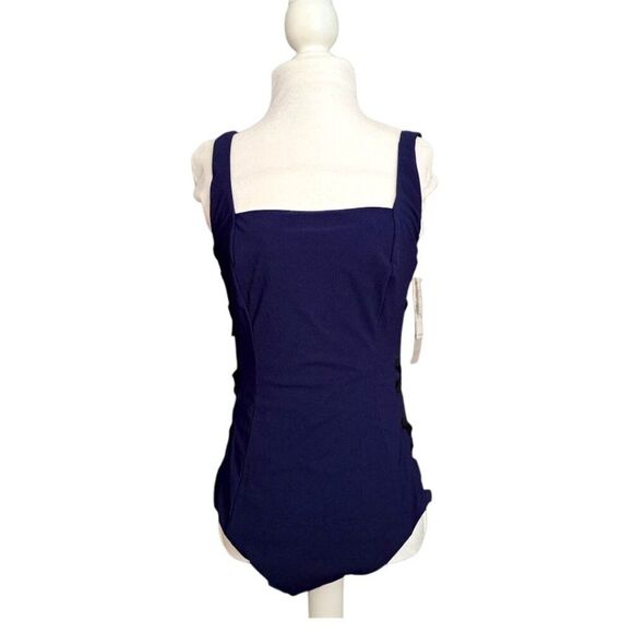 Amoressa Women's Bondi Moonraker Navy One-Piece Swimsuit Vacation Beach Sz 12 - Picture 4 of 10